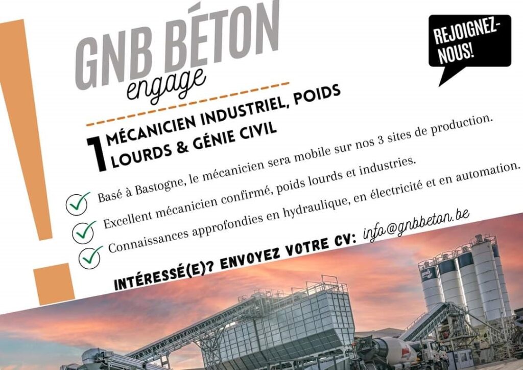GNB Béton - Offre emploi Mécanicien